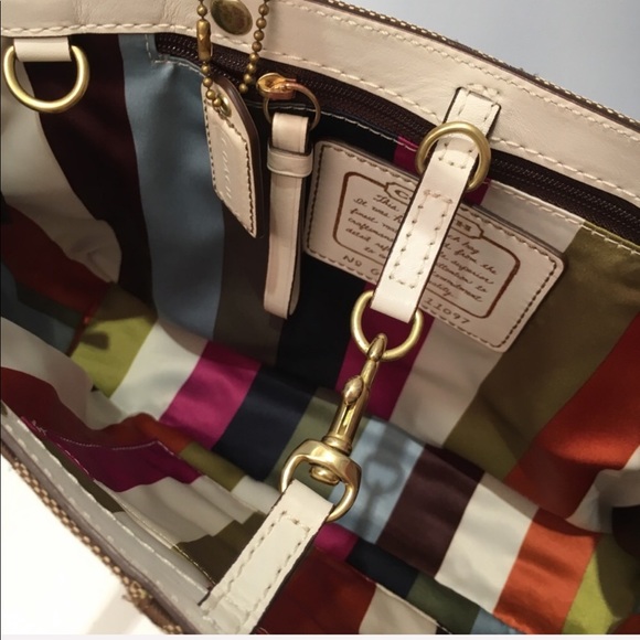 COACH Monogram Rainbow Stripe Canvas Satchel - Picture 4 of 10